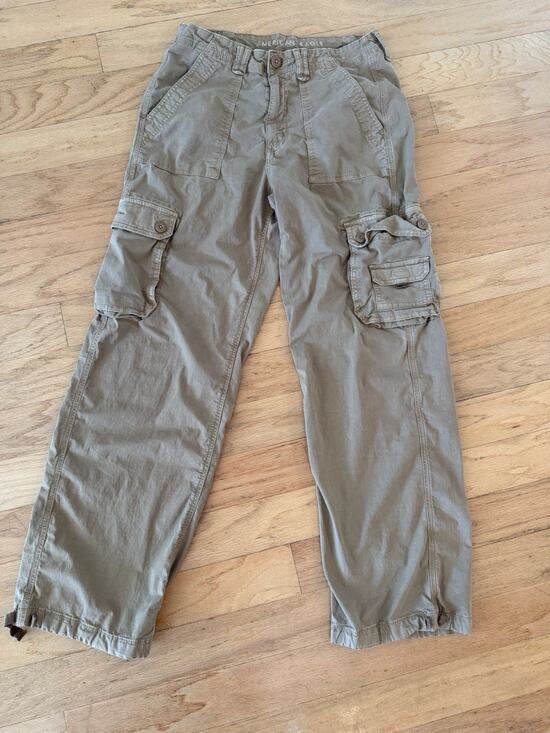 American Eagle Outfitters Pants - American Eagle Cargo Pants Womens 8 Tan Khaki Stretch Utility Hiking Pockets